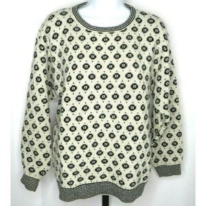 Evan-Picone Women's Size S Sweater Black Cream Fair Isle Wool Angora Pullover